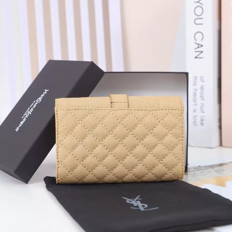 Cheap Saint Laurent Small Envelope Flap Wallet In Mixed Grained Matelasse Leather Apricot Gold 0114