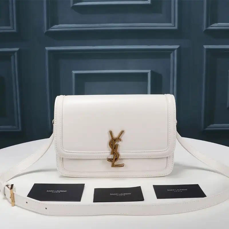 Cheap Saint Laurent Medium Solferino Satchel In Box Leather White Gold 0125