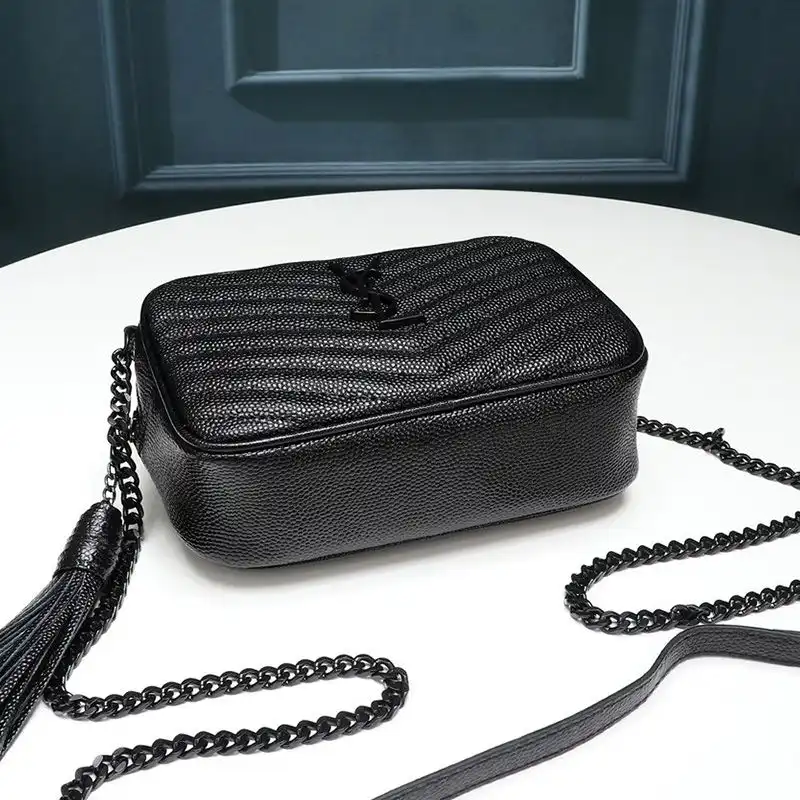 Cheap Saint Laurent Mini Lou Camera Bag In Textured Matelasse Leather Black 0130