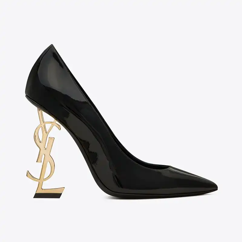 Cheap Saint Laurent Opyum Pumps Women Patent Leather Black Gold 0124