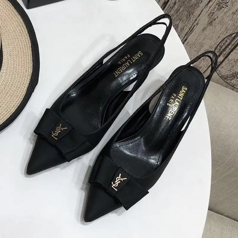 Cheap Saint Laurent Anais Bow Slingback Pumps Women Smooth Leather Black 0124