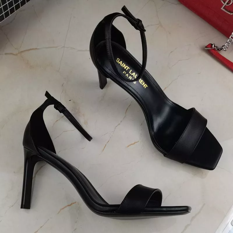 Saint Laurent Amber Heeled Sandals Women Smooth Leather Black 0121