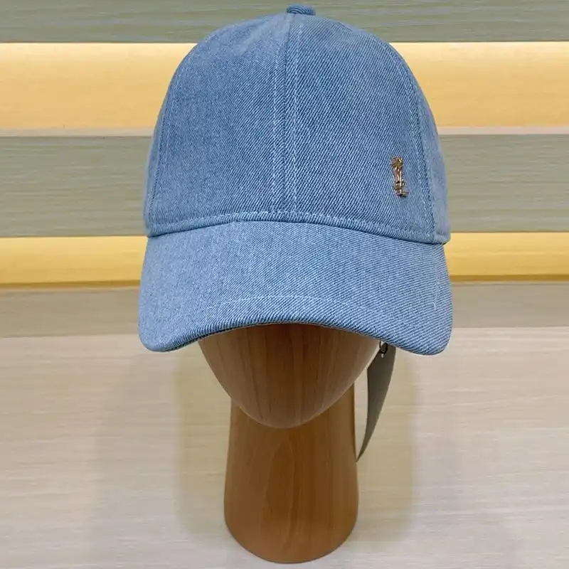 Saint Laurent Cassandre Baseball Cap In Denim Blue 0122