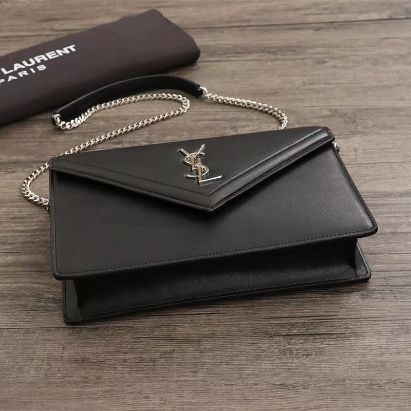 Cheap Saint Laurent Le Sept Chain Bag In Leather Black Silver 0113