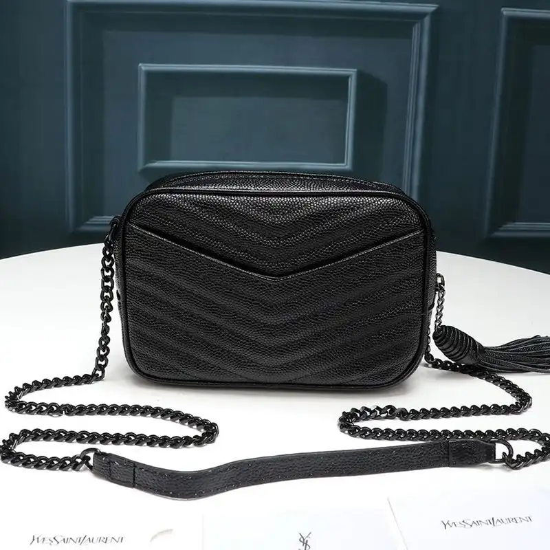 Cheap Saint Laurent Mini Lou Camera Bag In Textured Matelasse Leather Black 0130