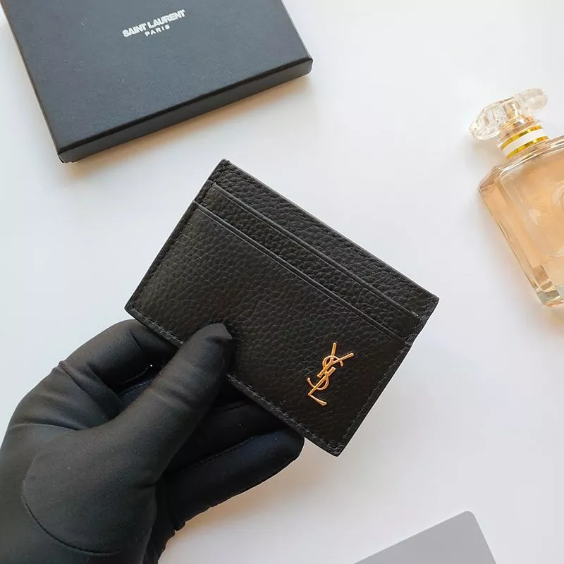 Cheap Saint Laurent Tiny Monogram Card Case In Grained Leather Black Gold 0112