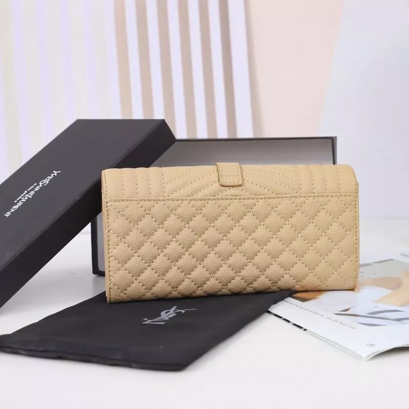 Cheap Saint Laurent Large Envelope Flap Wallet In Mixed Grained Matelasse Leather Apricot Gold 0119