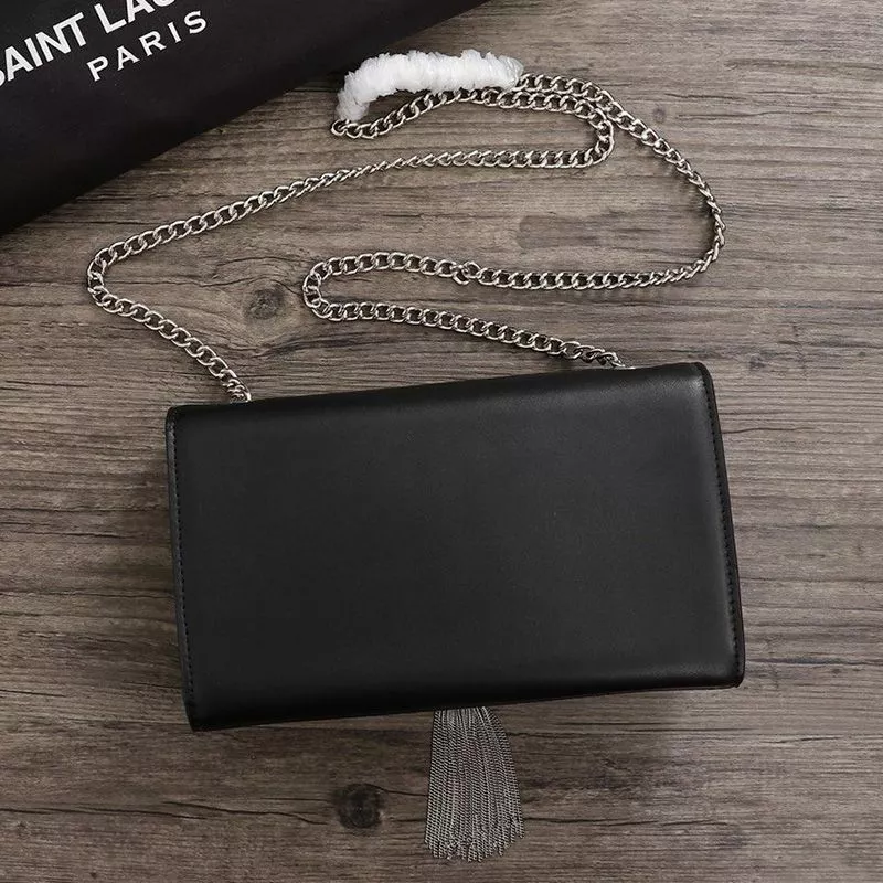 Cheap Saint Laurent Medium Kate Chain Bag with Tassel In Star Studded Leather Black Silver 0113