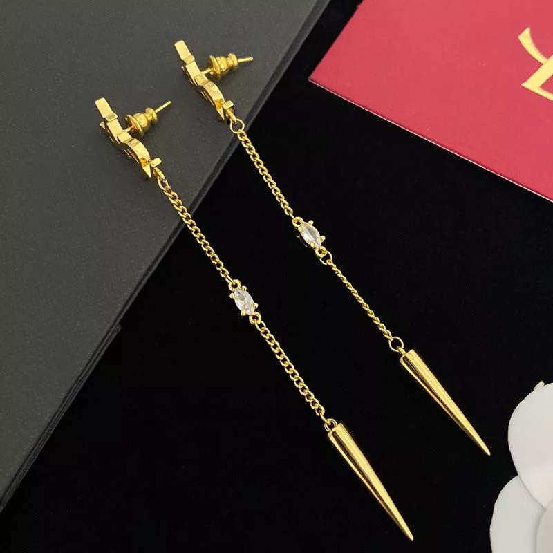 Cheap Saint Laurent Opyum Spike Earrings In Metal and Rhinestone Gold 0115