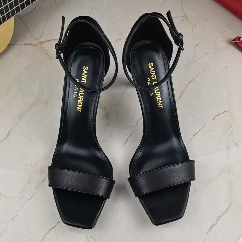 Cheap Saint Laurent Amber Heeled Sandals Women Smooth Leather Black 0121