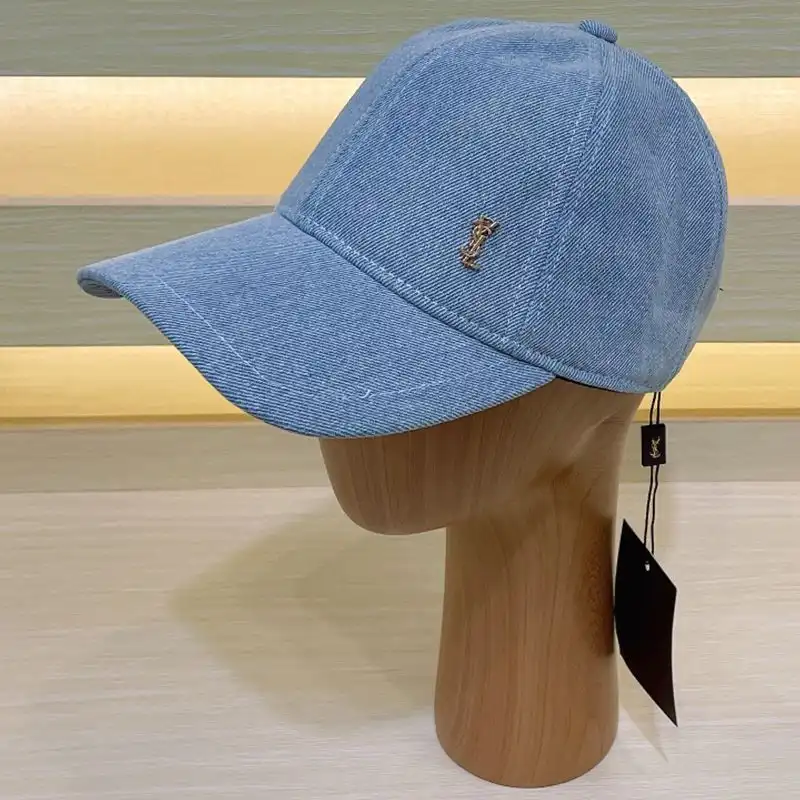 Cheap Saint Laurent Cassandre Baseball Cap In Denim Blue 0122