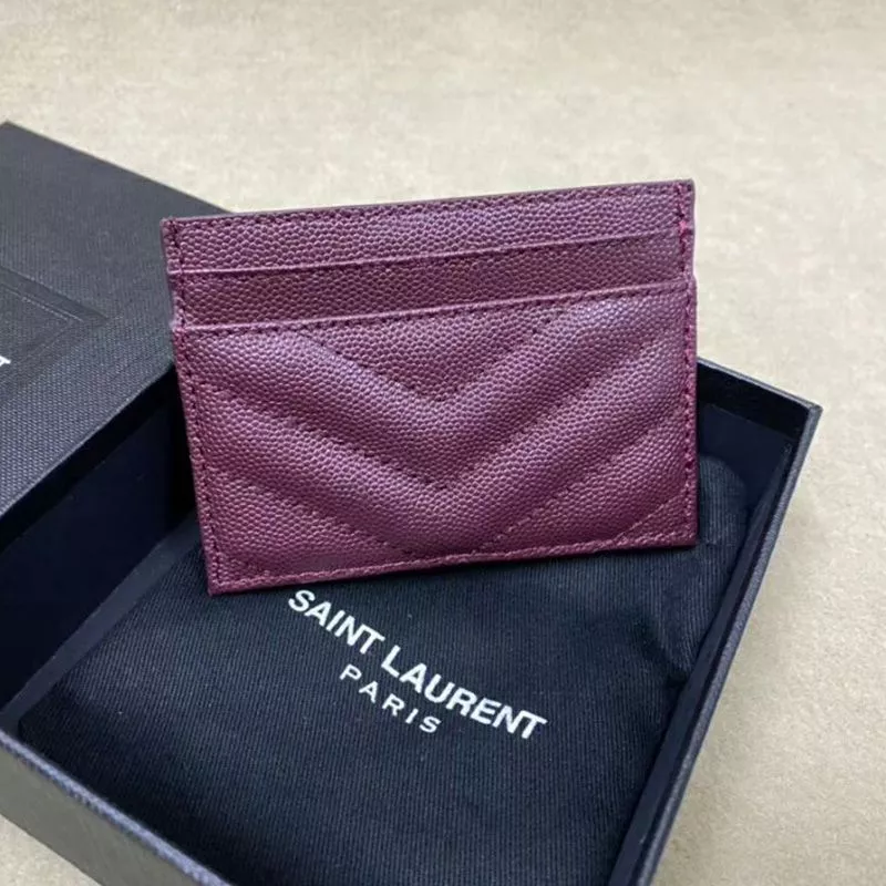 Cheap Saint Laurent Monogram Card Case In Grained Matelasse Leather Purple Silver 0114