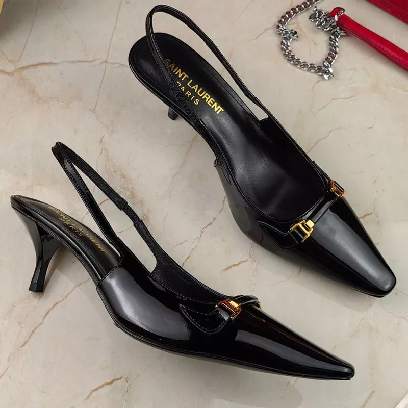 Saint Laurent Carine Slingback Pumps Women Patent Leather Black 0121