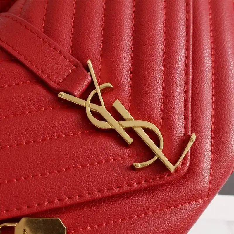 Cheap Saint Laurent Medium Classic College Chain Bag In Matelasse Leather Red Gold 0130