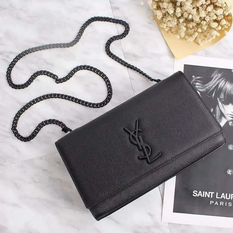 Cheap Saint Laurent Medium Kate Chain Bag In Grained Leather Black 0129