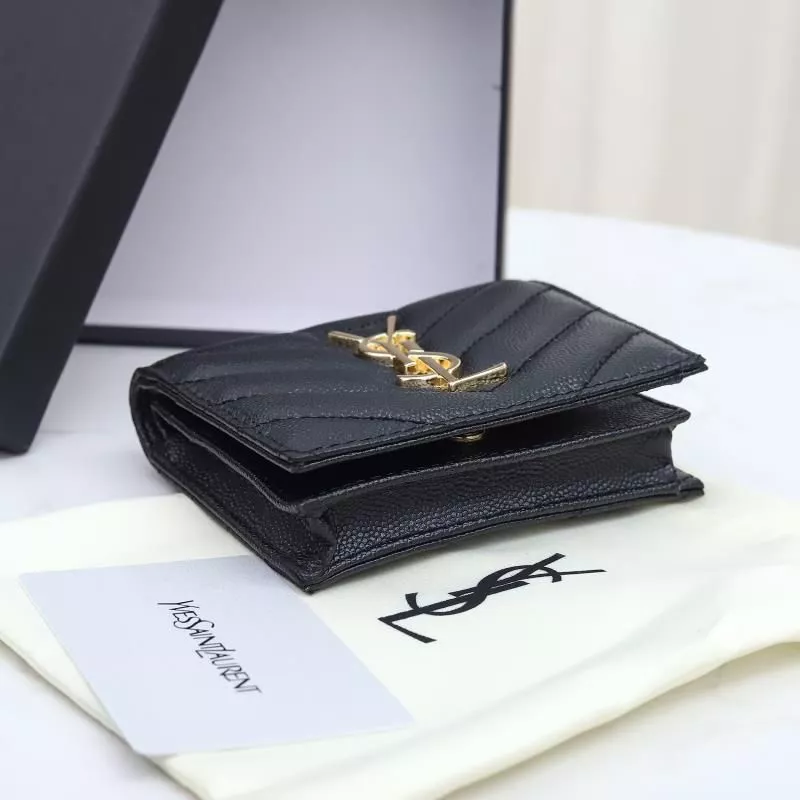 Cheap Saint Laurent Monogram Flap Card Case In Grained Matelasse Leather Black Gold 0120