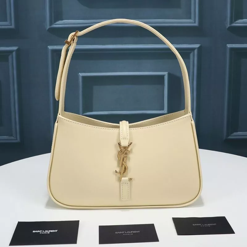 Saint Laurent Le 5 A 7 Hobo Bag In Smooth Leather Apricot Gold 0112