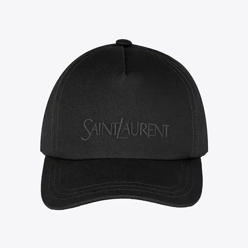 Saint Laurent Baseball Cap In Gabardine with Logo Embroidery Black 0122