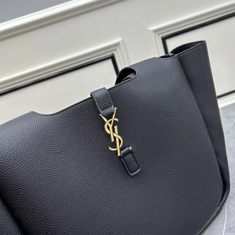 Cheap Saint Laurent Bea Tote In Grained Leather Black Gold 0113