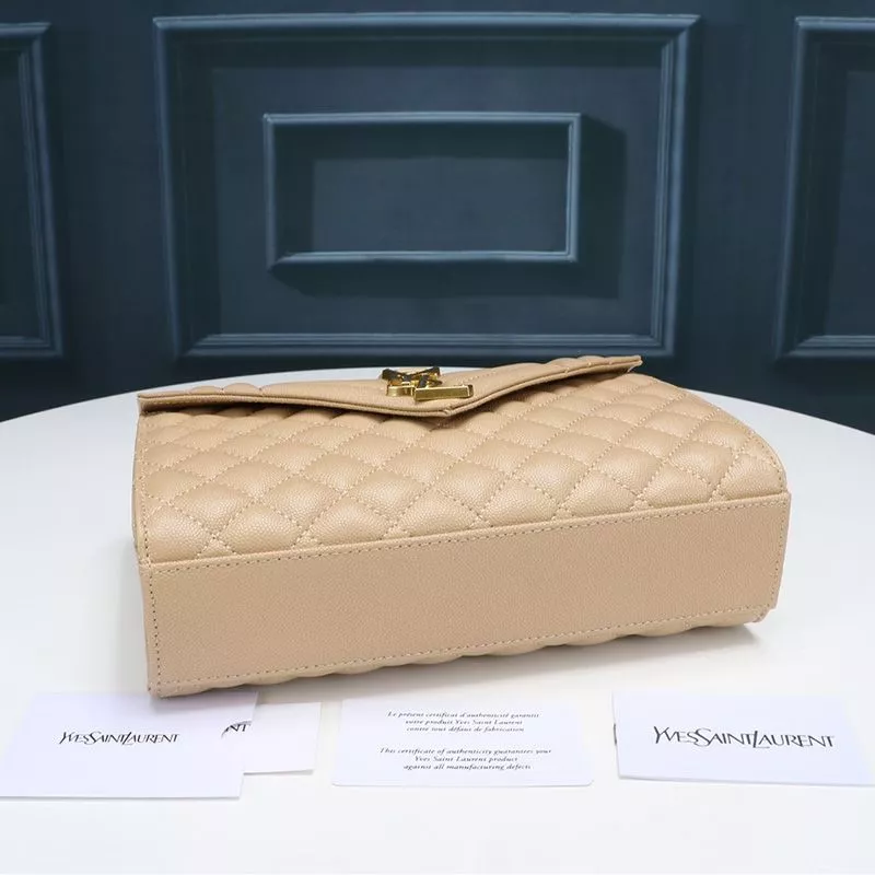 Cheap Saint Laurent Medium Envelope Chain Bag In Mixed Grained Matelasse Leather Apricot Gold 0112