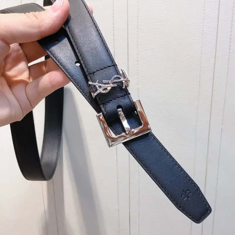 Cheap Saint Laurent Monogram Belt With Square Buckle In Smooth Leather Black Gold 0131