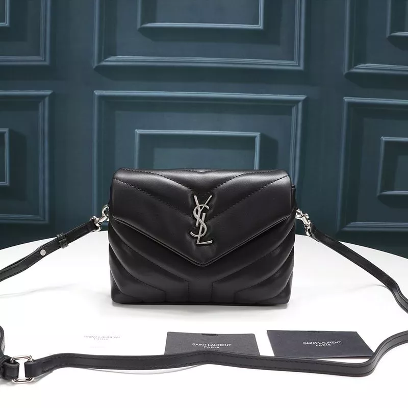 Saint Laurent Mini Loulou Toy Bag In Y Matelasse Leather Black Silver 0112