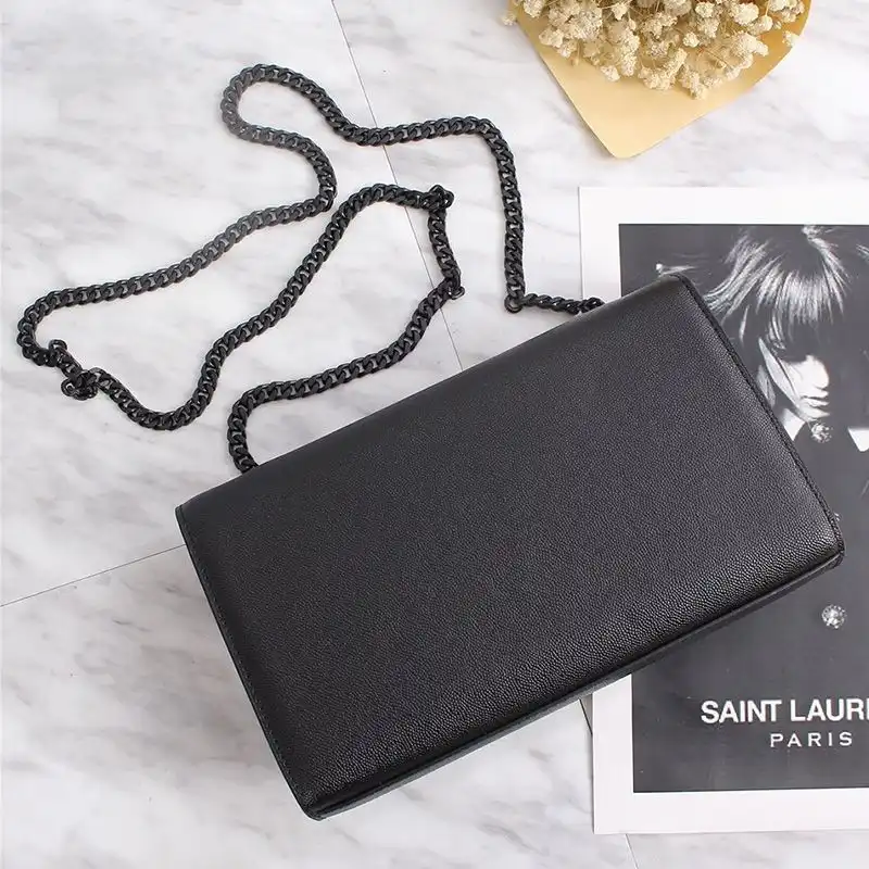 Cheap Saint Laurent Medium Kate Chain Bag In Grained Leather Black 0129