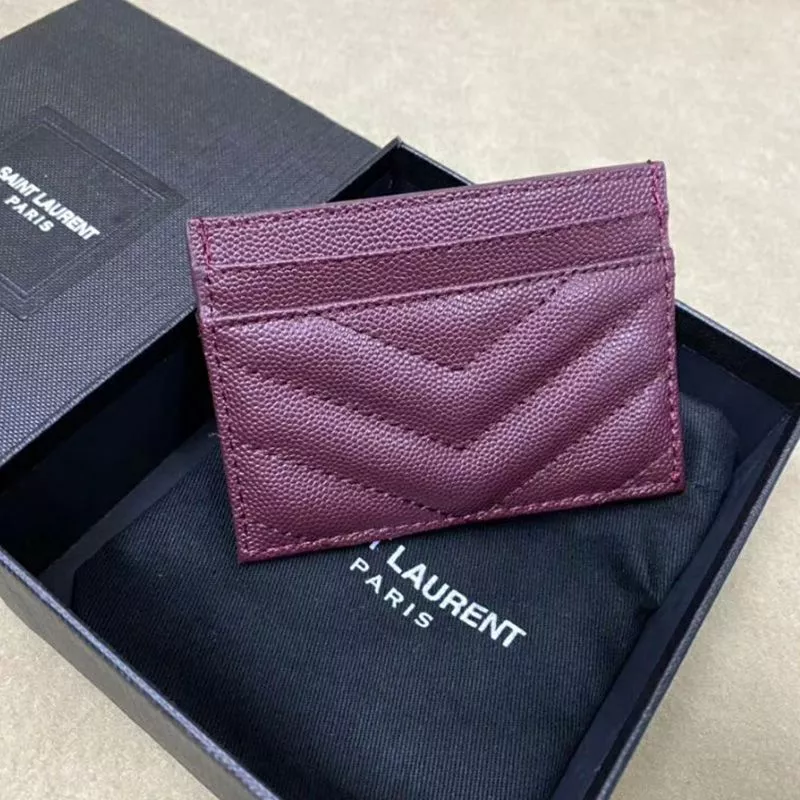 Cheap Saint Laurent Monogram Card Case In Grained Matelasse Leather Purple Gold 0112