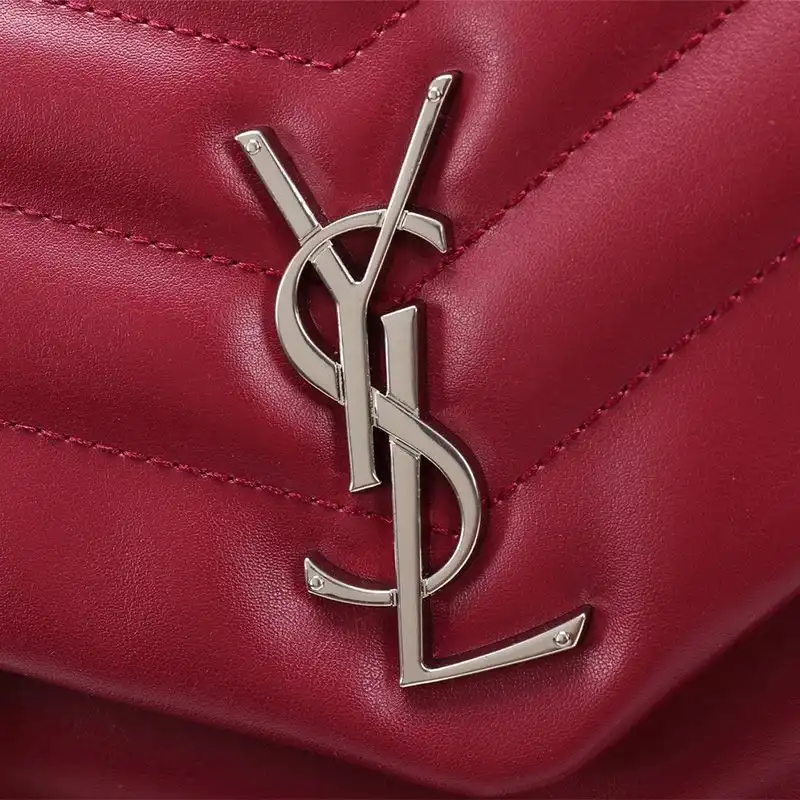 Cheap Saint Laurent Medium Loulou Chain Bag In Y Matelasse Leather Red Silver 0129