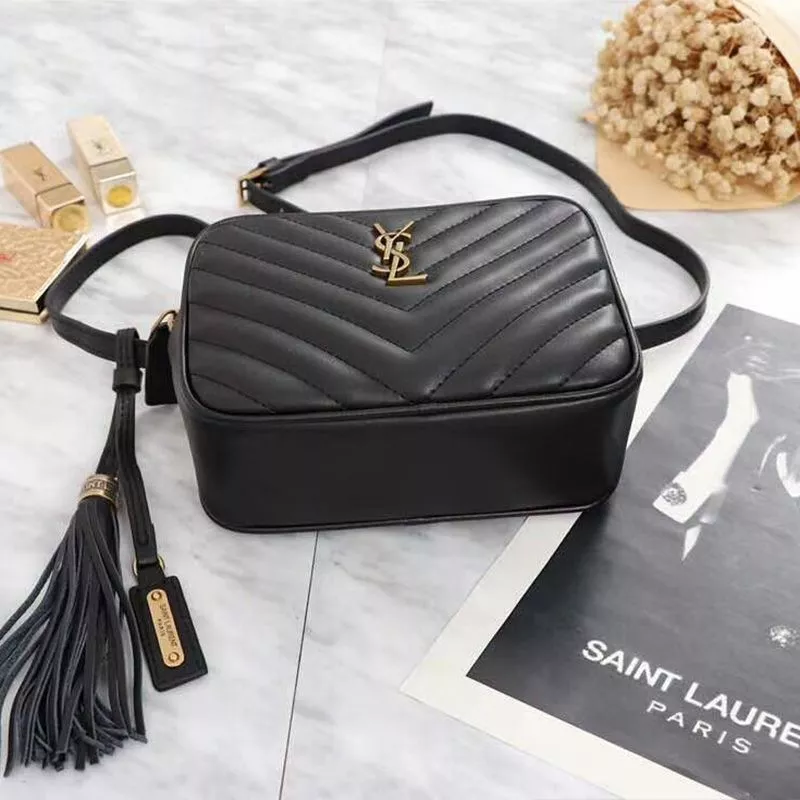 Cheap Saint Laurent Lou Belt Bag In Matelasse Leather Black Gold 0113