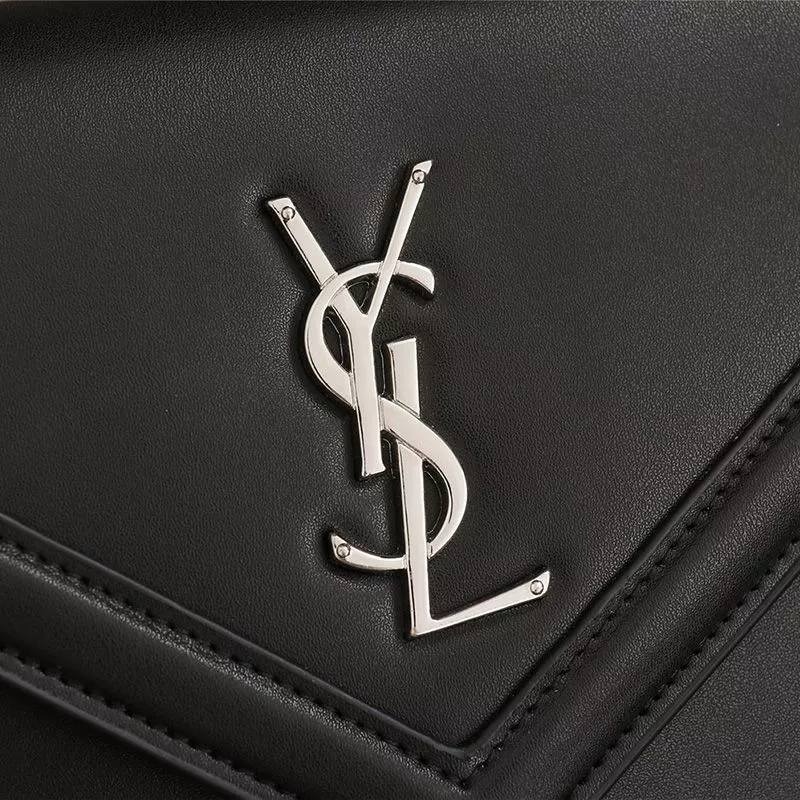 Cheap Saint Laurent Le Sept Chain Bag In Leather Black Silver 0113