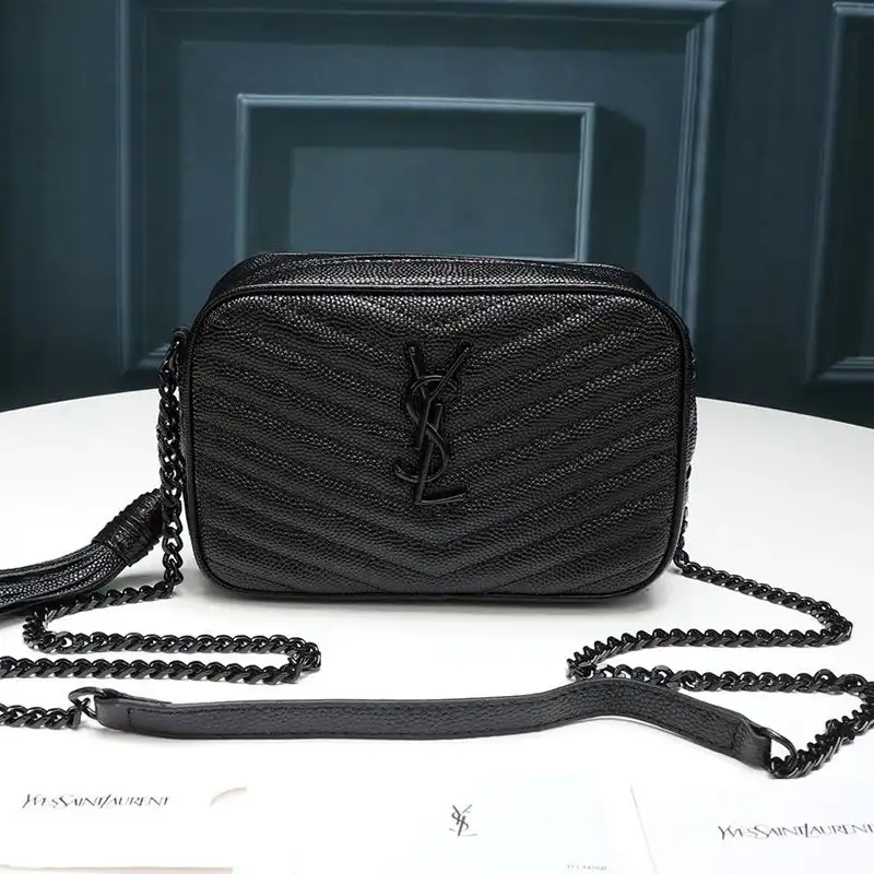 Cheap Saint Laurent Mini Lou Camera Bag In Textured Matelasse Leather Black 0130