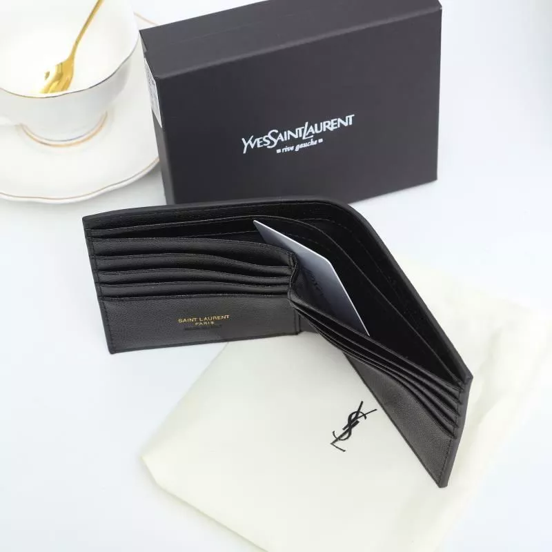 Cheap Saint Laurent Small Monogram East West Wallet In Grained Leather Black Gold 0118