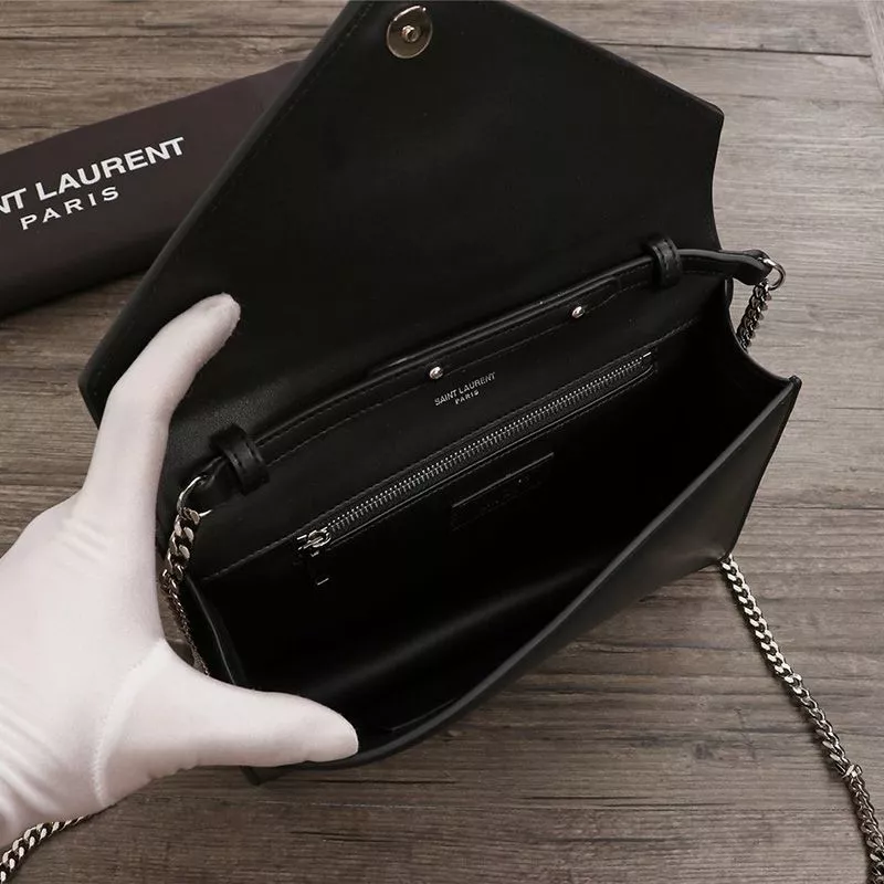 Cheap Saint Laurent Le Sept Chain Bag In Leather Black Silver 0113