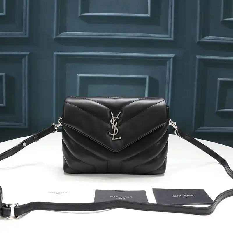 Cheap Saint Laurent Mini Loulou Toy Bag In Y Matelasse Leather Black Silver 0125