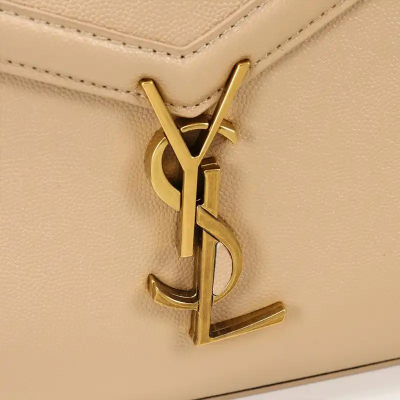 Cheap Saint Laurent Medium Cassandra Top Handle Bag In Grained Leather Apricot Gold 0125