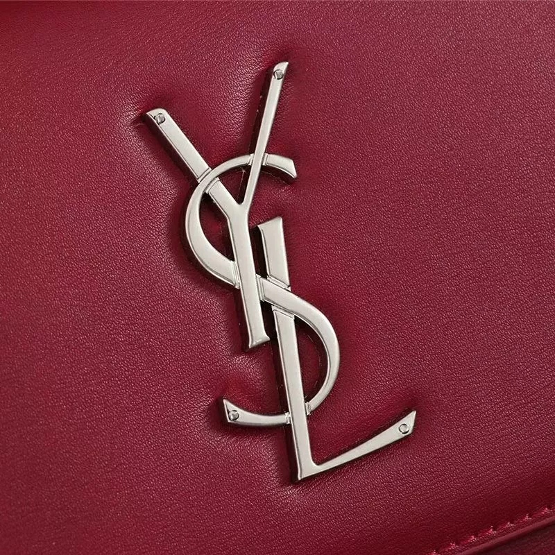 Cheap Saint Laurent Medium Sunset Chain Bag In Leather Red Silver 0113