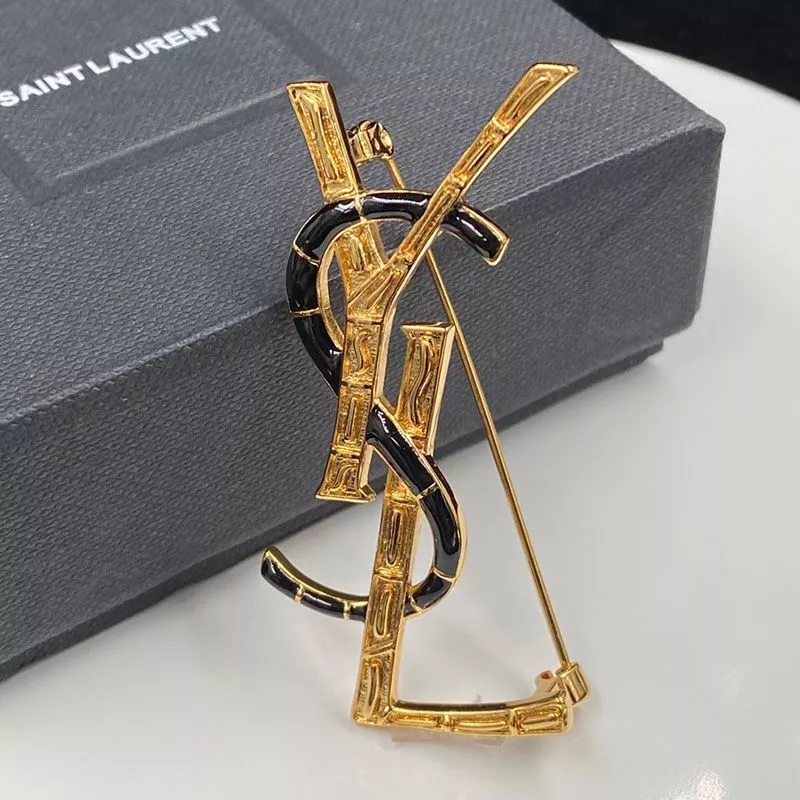 Cheap Saint Laurent Opyum Brooch In Bamboo Metal and Enamel Gold 0115