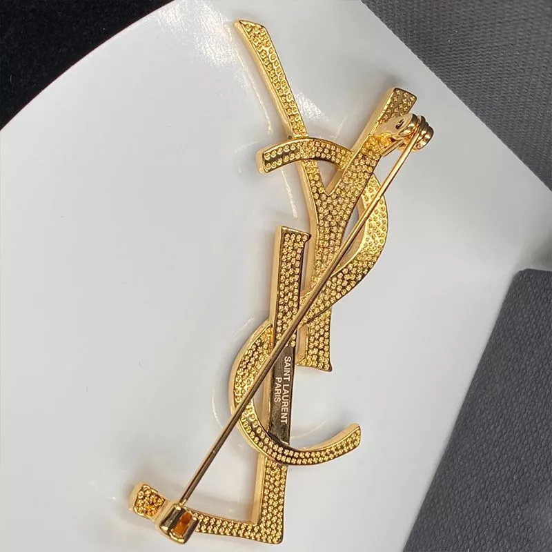 Cheap Saint Laurent Opyum Brooch In Bamboo Metal and Enamel Gold 0115