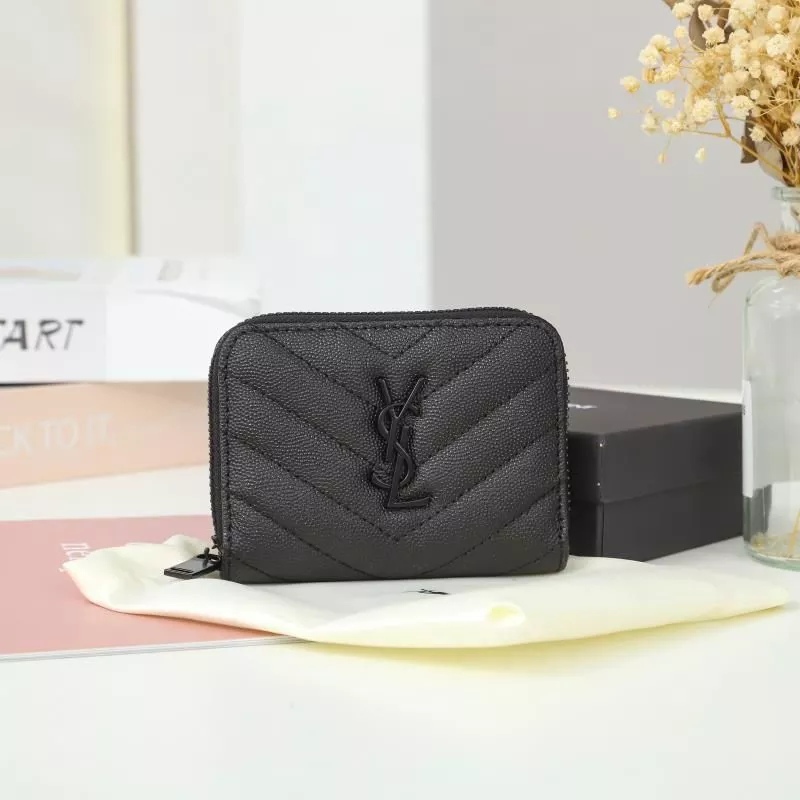 Cheap Saint Laurent Small Monogram Zip Around Wallet In Grained Matelasse Leather Black 0118