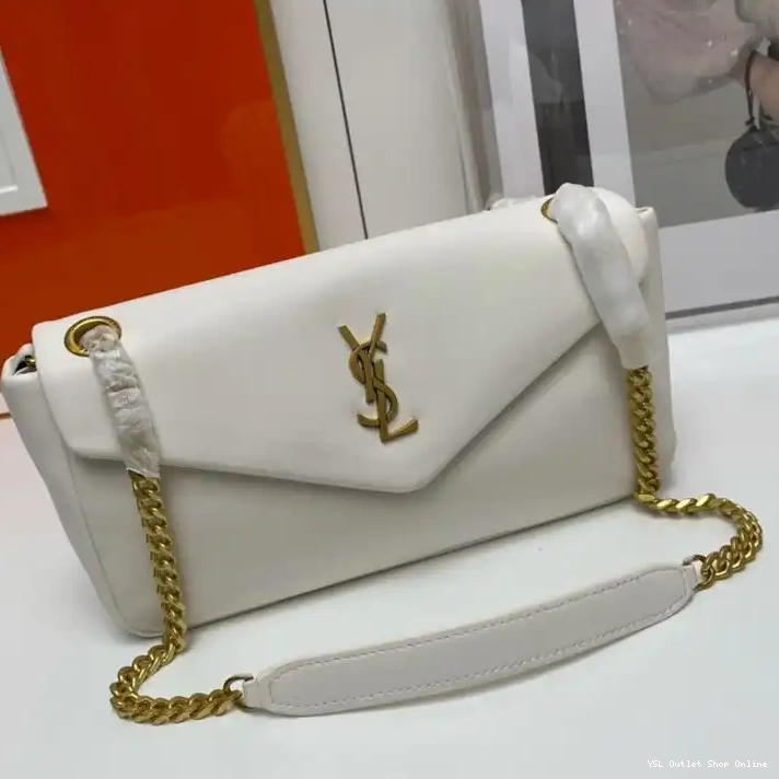 Cheap Laurent Calypso Lambskin Plunged Gold White Bag In Saint 0218