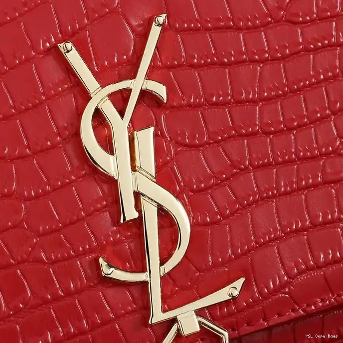 Cheap Saint Shiny Chain with Laurent Embossed In Leather Bag Gold Medium Tassel Red Kate Crocodile 0221