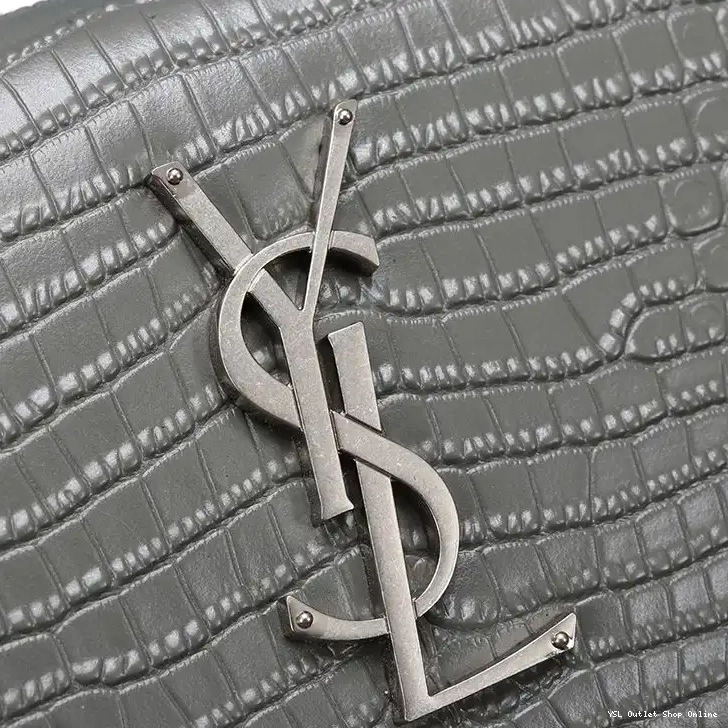 Cheap Leather Embossed Saint In Silver Laurent Chain Medium Crocodile Bag Sunset Grey 0225