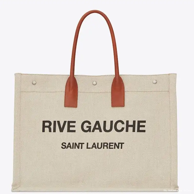 Cheap Tote Gauche Leather Linen Saint Beige Laurent In And Rive 0226