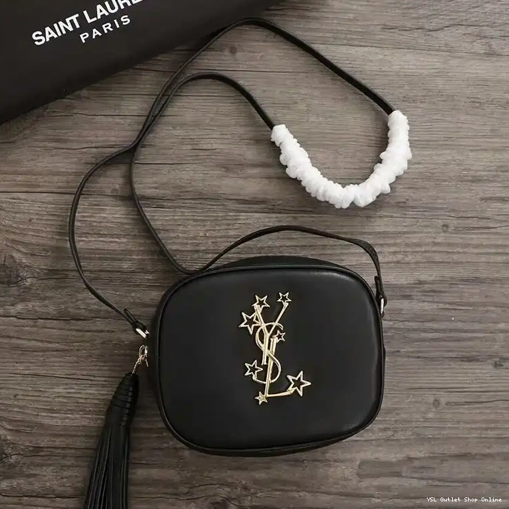 Cheap Stars Bag Saint In Laurent Studded Gold Leather Blogger Black 0214