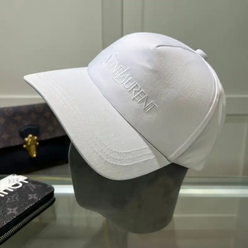 Cheap Saint Laurent Baseball Cap In Gabardine with Logo Embroidery White 0203