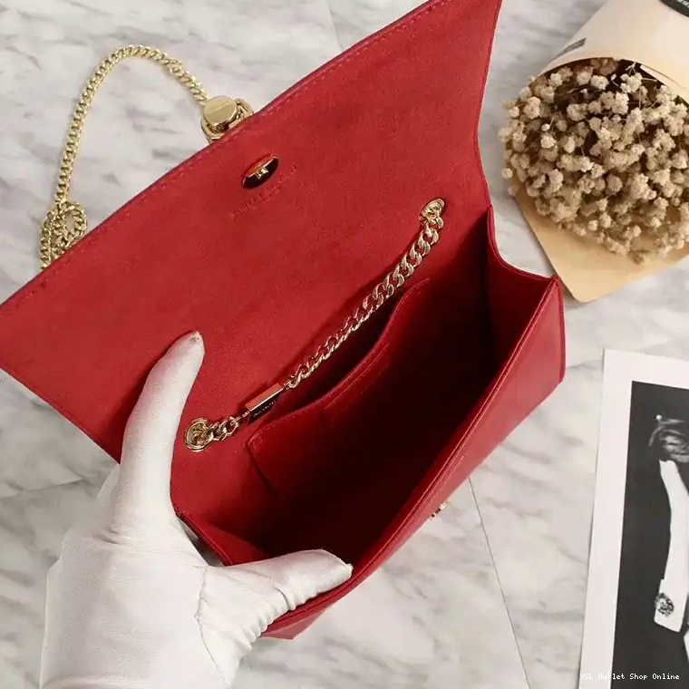 Cheap Gold Red Medium Leather with Tassel In Kate Laurent Saint Chain Bag 0215