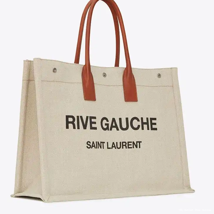 Cheap Tote Gauche Leather Linen Saint Beige Laurent In And Rive 0226