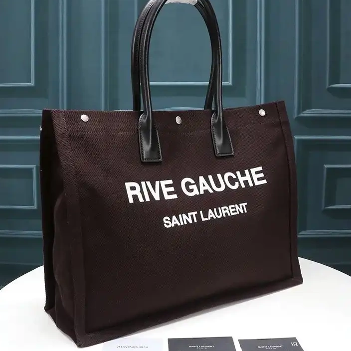 Cheap Tote Laurent Gauche And Saint Burgundy Leather Linen In Rive 0225