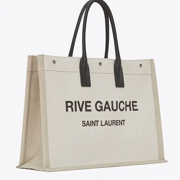 Cheap Tote Linen And Rive Leather Saint White Laurent In Gauche 0215